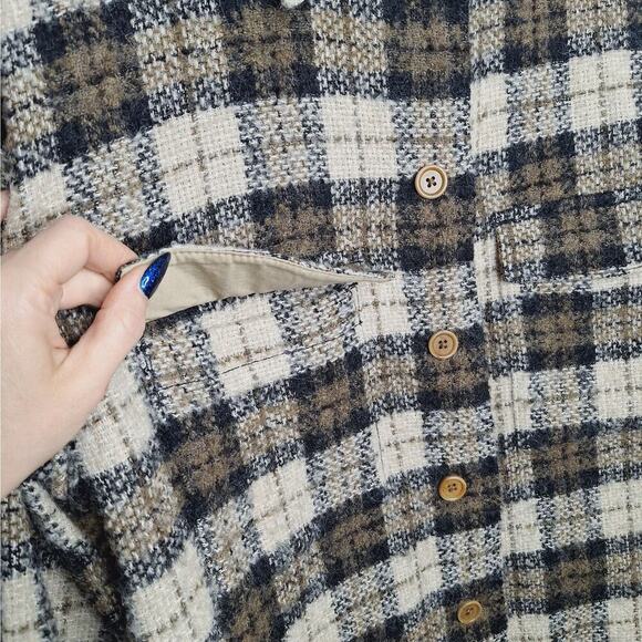 Banana Republic Women Plaid Italian Boucle Shirt Jacket Shacket Medium Oversized - Picture 7 of 8